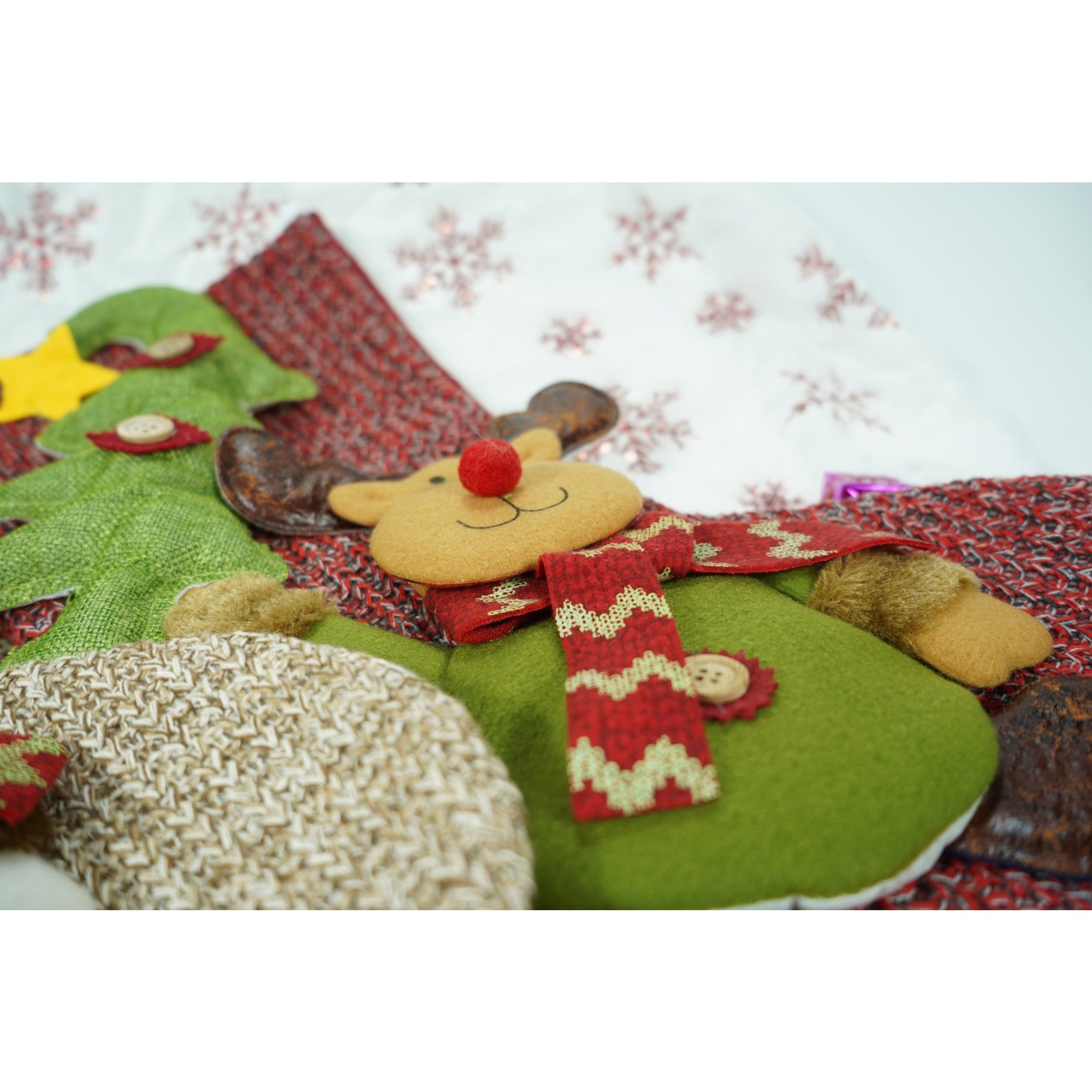 Ciorap Cadouri, Flippy, cu model ren, rosu, marimea 20x45 cm, textil, interior-1