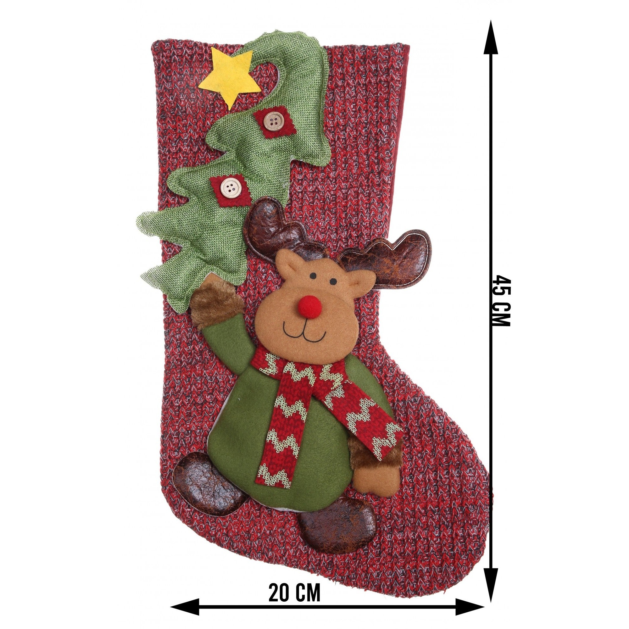 Ciorap Cadouri, Flippy, cu model ren, rosu, marimea 20x45 cm, textil, interior-5