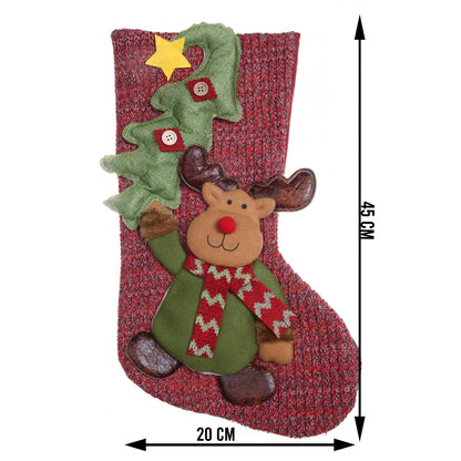 Ciorap Cadouri, Flippy, cu model ren, rosu, marimea 20x45 cm, textil, interior-5