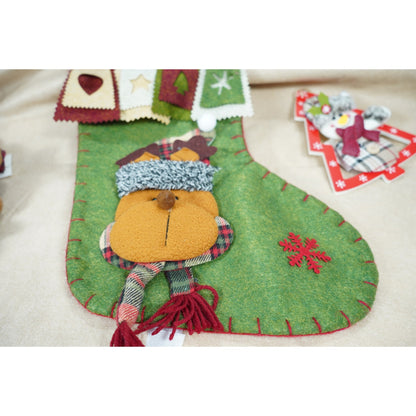 Ciorap Cadouri, Flippy,cu model ren,verde, marimea 20x40 cm, textil, interior-2