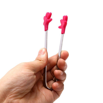 Cleste Creativ pentru Mancare, Flippy, Model Manute din Silicon, 14.5x3 cm, Rezistent la Temperaturi Inalte si Coroziune, Rosu-6