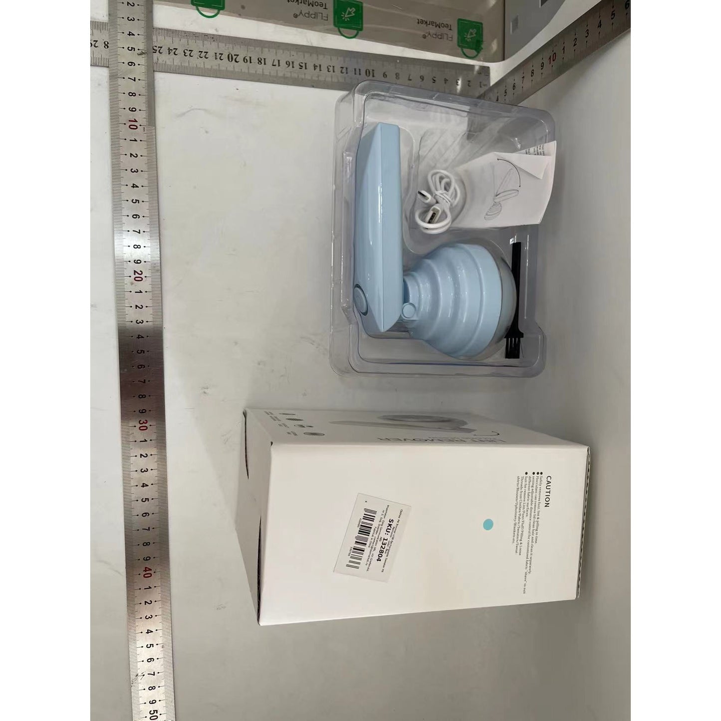 Aparat Pentru Curatat Scame, Par Si Praf, Flippy, Trimmer pentru Diferite Tipuri De Material, Cu Lame Din Otel Inoxidabil, Maner Flexibil, Incarcare Prin USB, 13x8 cm, Albastru-1
