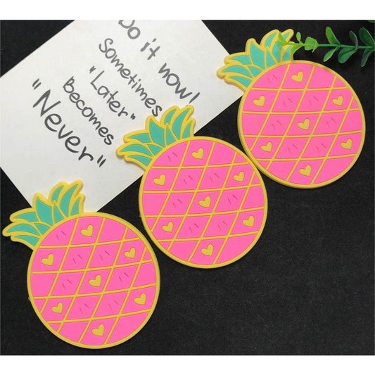 Suport pentru Pahar, Flippy, Model Ananas, PVC, Dimensiuni 12x9 cm, Roz-0