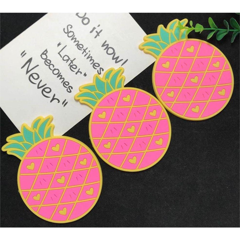 Suport pentru Pahar, Flippy, Model Ananas, PVC, Dimensiuni 12x9 cm, Roz-0