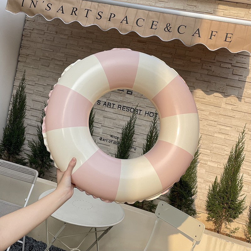 Colac de inot gonflabil pentru copii, In dungi Roz- Galben, Flippy, diametru 66 cm-4