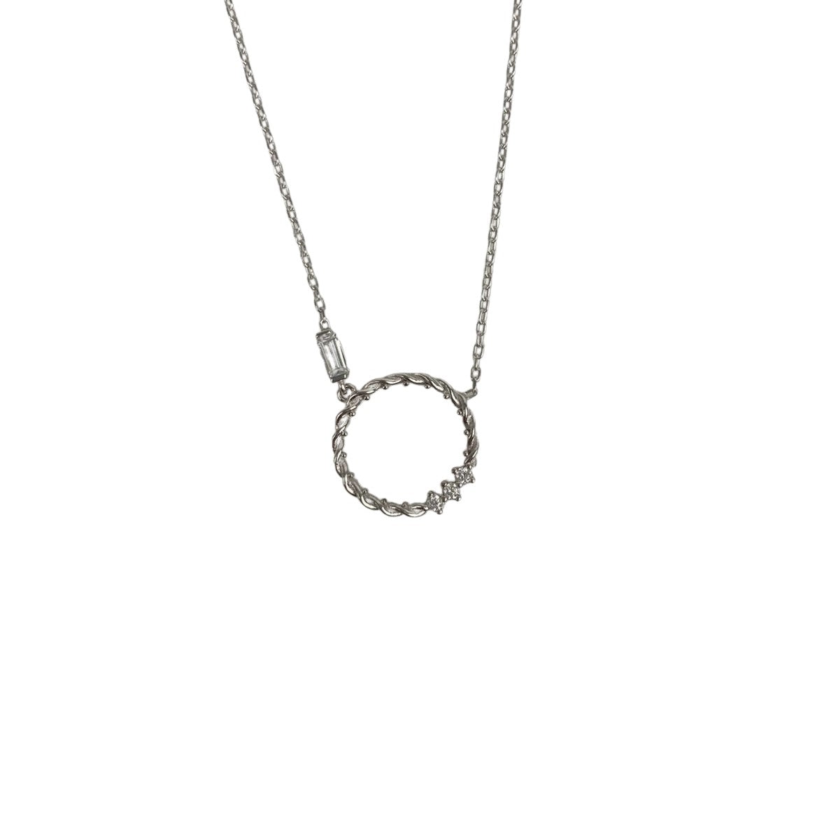 Colier Argint 925, Cerc Rasucit cu Zirconii 41 cm-2