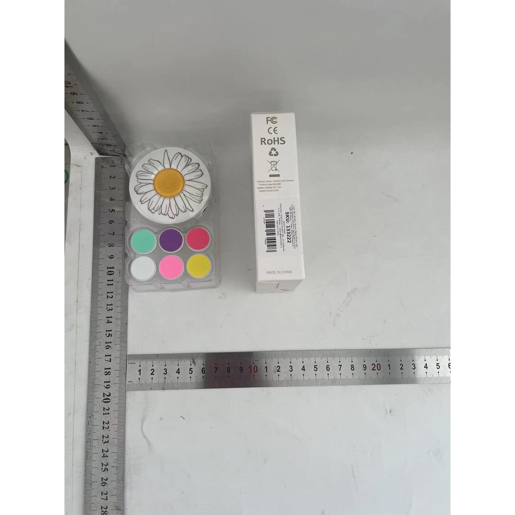 Set Pila Electrica pentru Copii si Bebelusi, Flippy, ABS, Incarcare USB, Model cu Flori, 6 Accesorii, cu Lumina LED, Alb-1