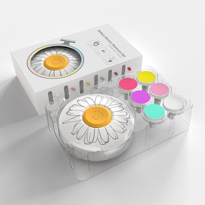 Set Pila Electrica pentru Copii si Bebelusi, Flippy, ABS, Incarcare USB, Model cu Flori, 6 Accesorii, cu Lumina LED, Alb-0