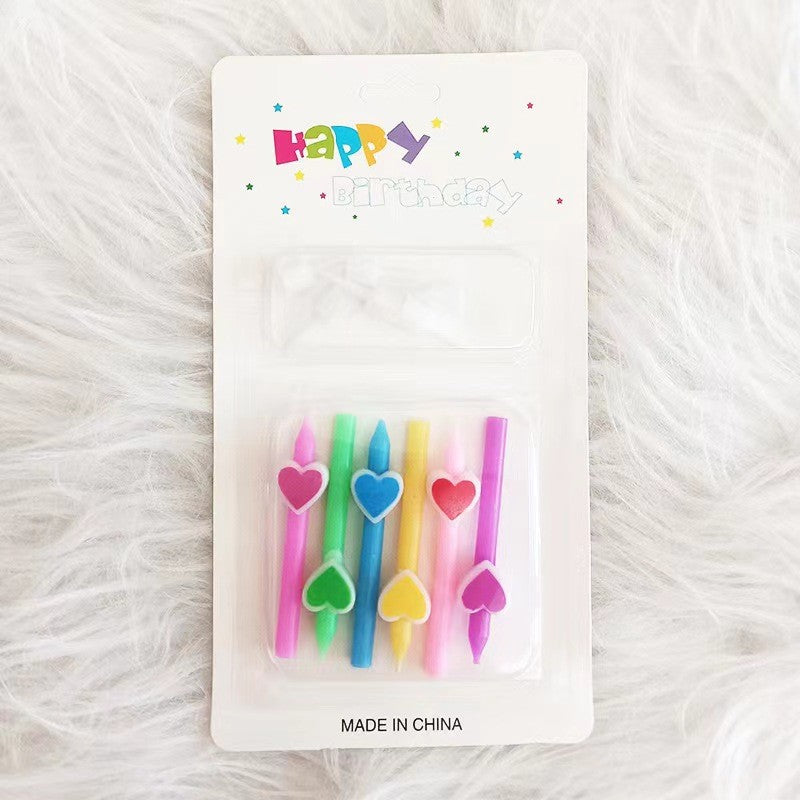 Set 6 Lumanari cu Inimioare, Flippy, Multicolor, Happy Birthday-0