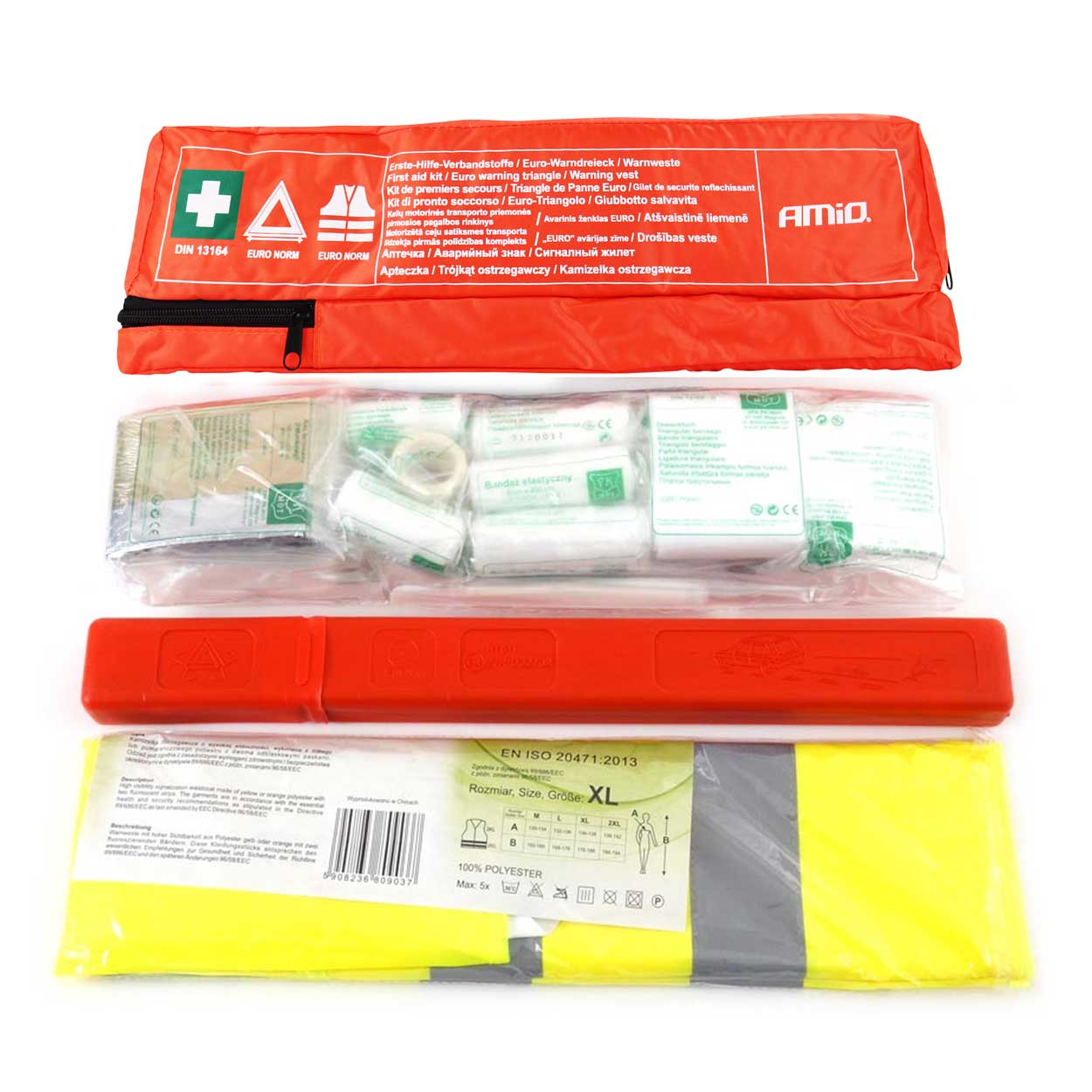 Set Siguranta Auto COMBI PLUS (trusa prim ajutor, triunghi reflectorizant, vesta)-1