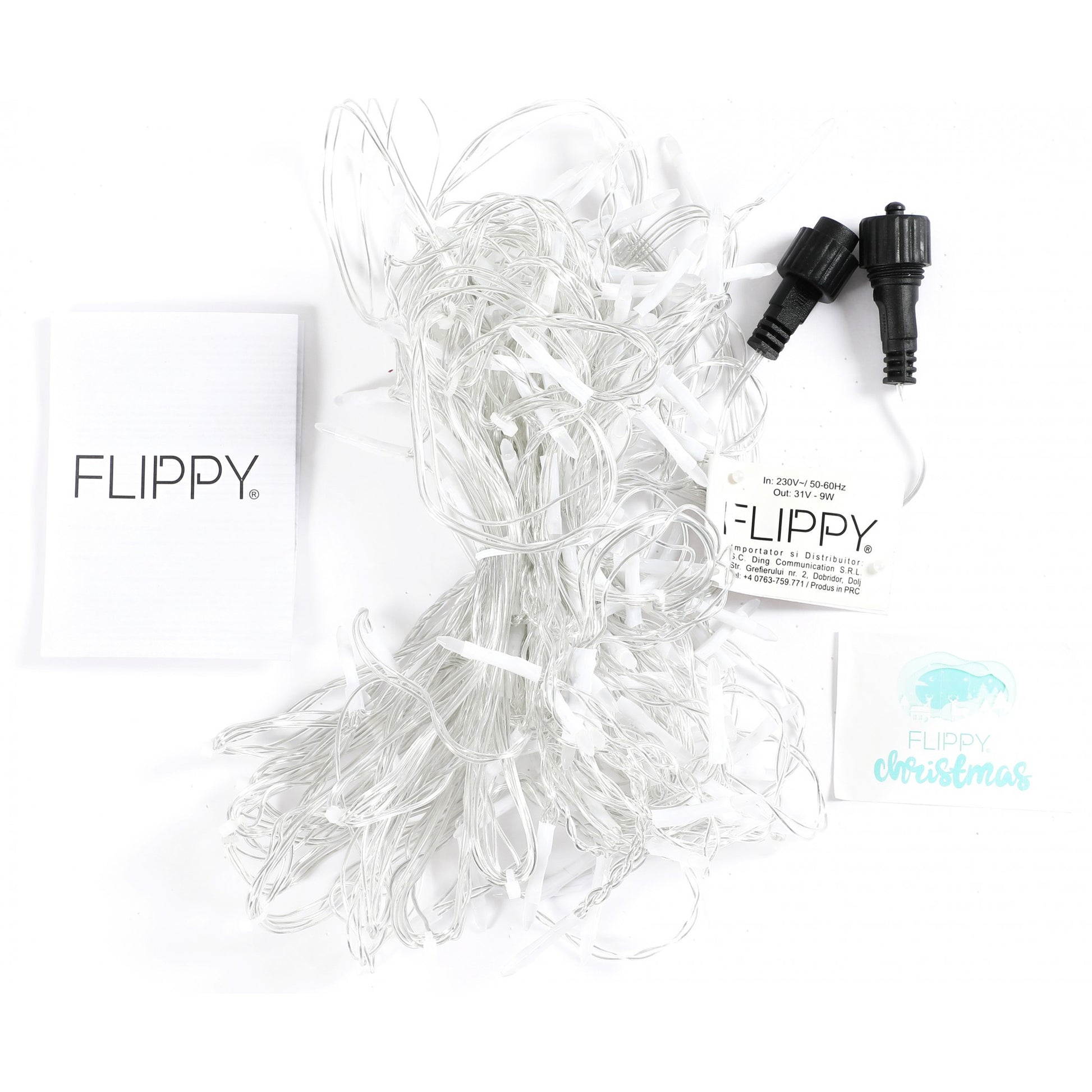 Componenta Instalatie de Craciun Flippy® Tip Franjuri, 8 jocuri de lumini Sectiune 5 m, 143 LED-uri, Interconectabila, Fir Transparent, Alb Rece, Nu contine Transformator !-4