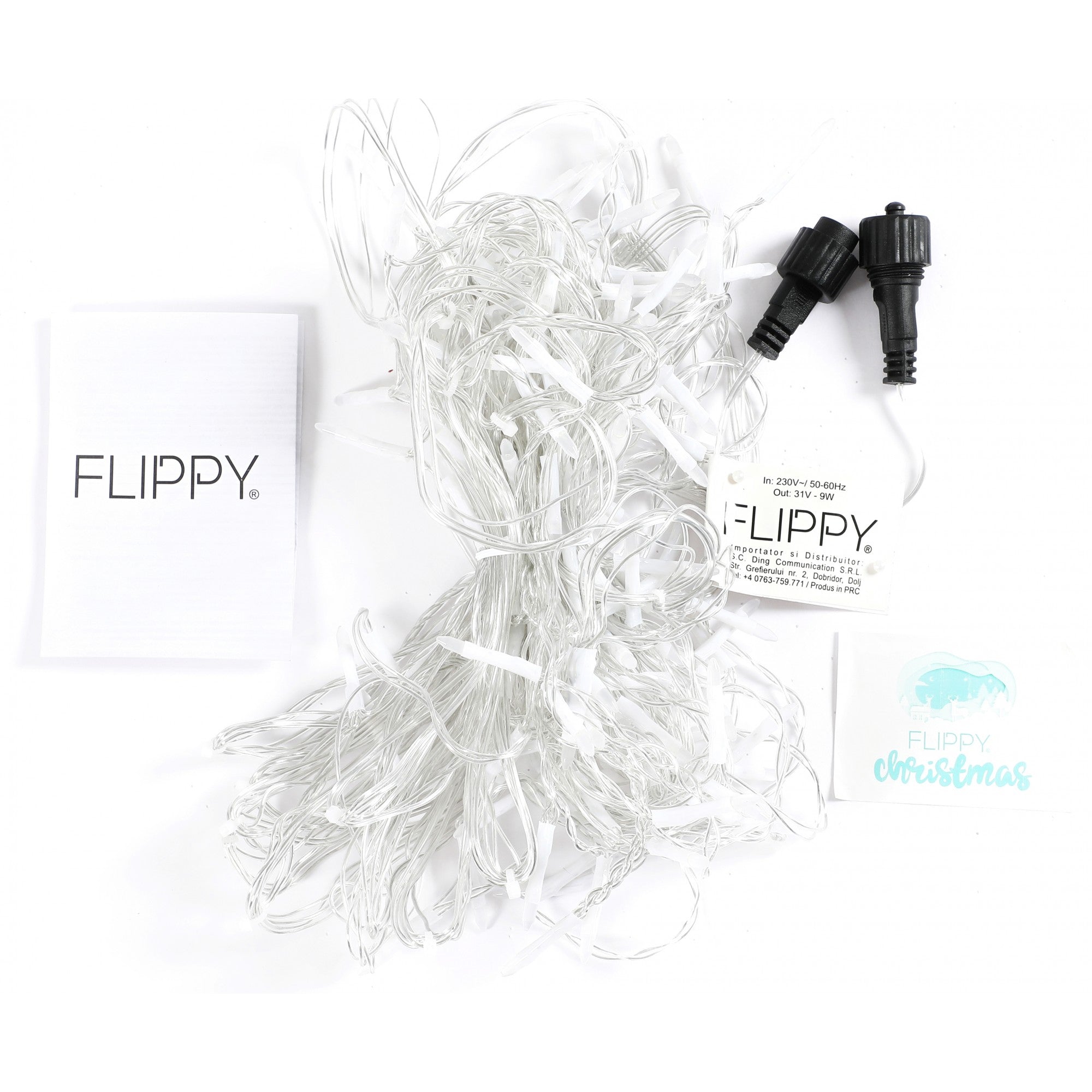 Componenta Instalatie de Craciun Flippy® Tip Franjuri, 8 jocuri de lumini Sectiune 5 m, 143 LED-uri, Interconectabila, Fir Transparent, Alb Rece, Nu contine Transformator !-4