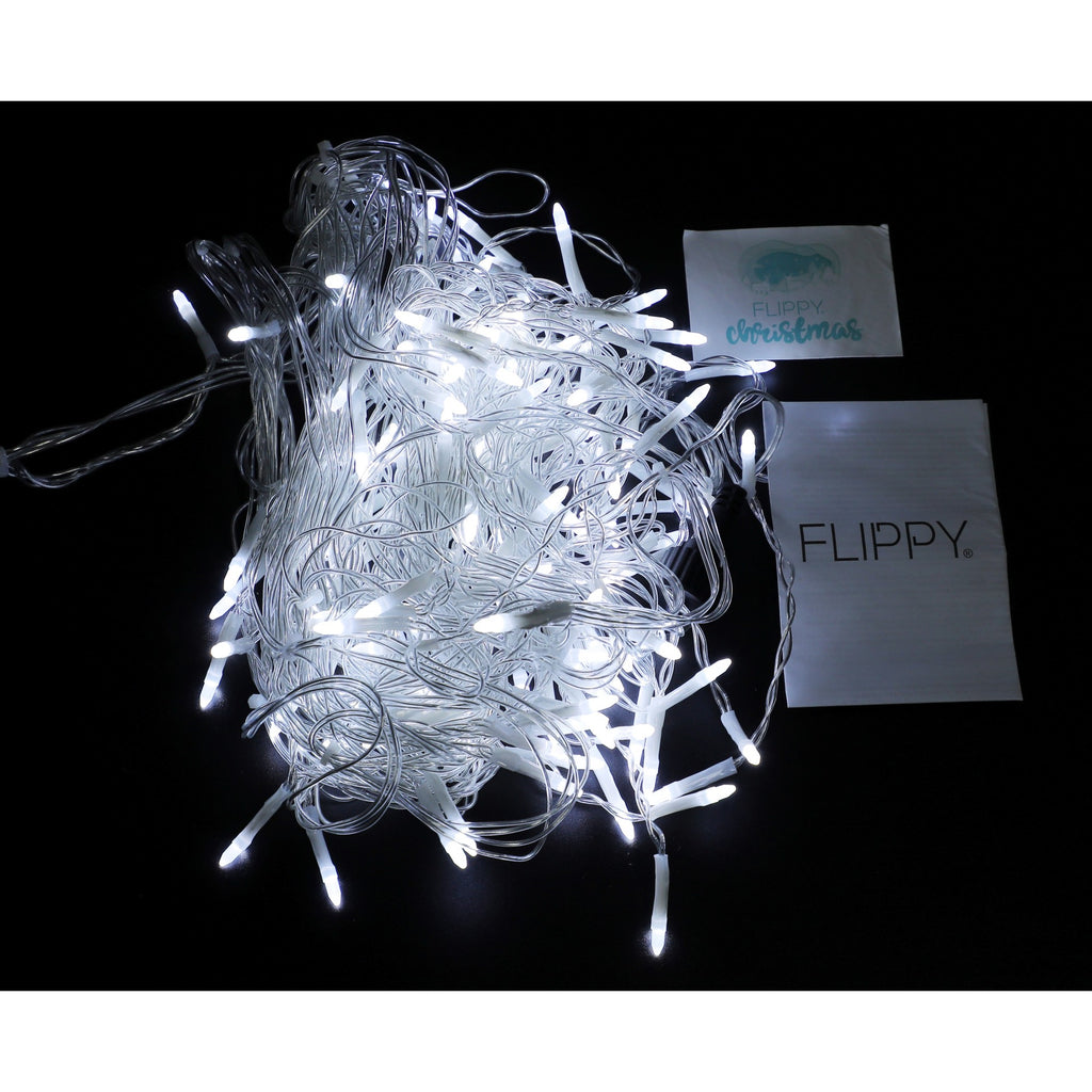 Componenta Instalatie de Craciun Flippy® Tip Franjuri, 8 jocuri de lumini Sectiune 5 m, 143 LED-uri, Interconectabila, Fir Transparent, Alb Rece, Nu contine Transformator !-0