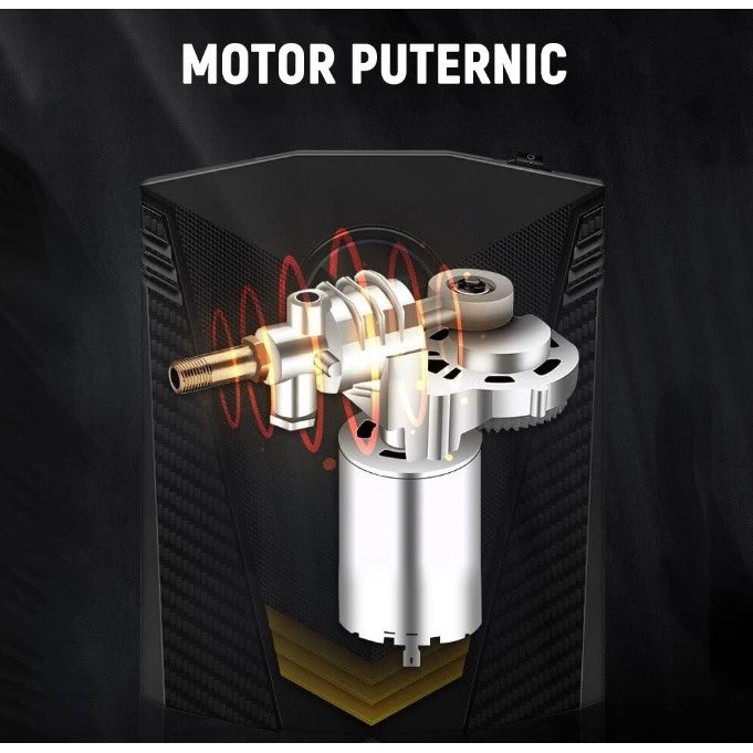Compresor Auto Portabil cu Lanterna si Afisaj Electornic Flippy, DC 12V, 120W, 35L/min, Cablu de alimentare 3m, Pompa Biciclete, Moto, Mingi, Saltele, Max 10.3bar, lumina LED, Negru-3