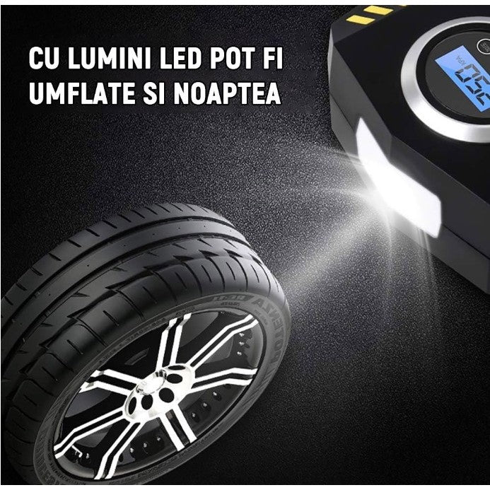 Compresor Auto Portabil cu Lanterna si Afisaj Electornic Flippy, DC 12V, 120W, 35L/min, Cablu de alimentare 3m, Pompa Biciclete, Moto, Mingi, Saltele, Max 10.3bar, lumina LED, Negru-4