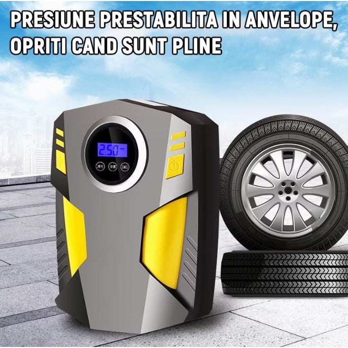 Compresor Auto Portabil cu Lanterna si Afisaj Electornic Flippy, DC 12V, 120W, 35L/min, Cablu de alimentare 3m, Pompa Biciclete, Moto, Mingi, Saltele, Max 10.3bar, lumina LED, Negru-5