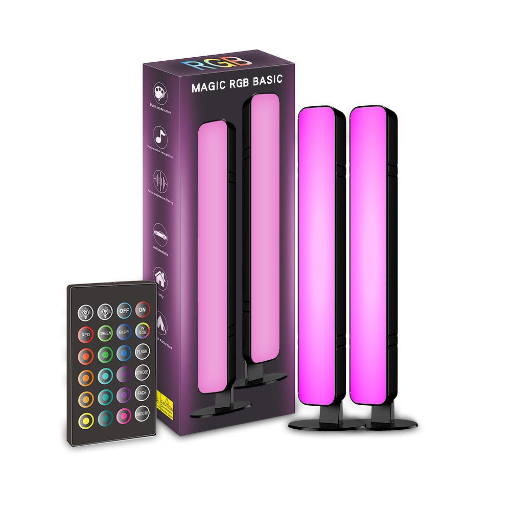 Set 2 Lampi de Birou, Flippy, RGB Colorat, 28 LED, Putere 5V, Telecomanda cu 24 de Taste, Cablu USB, Negru, 25.5x4x3.5cm-0