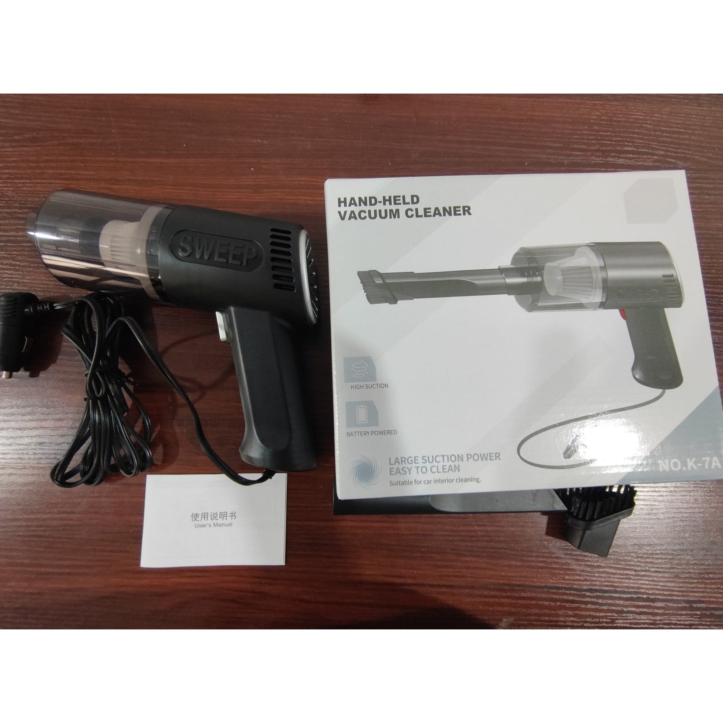 Aspirator Portabil Auto, Flippy, Tip Pistol K7A, Pentru Casa si Masina, Cablu Auto, 36 x 17 cm, Negru-15