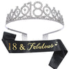Set pentru Majorat, Flippy, Coronita Printesa Silver si Panglica 18&Fabulous, Negru-0