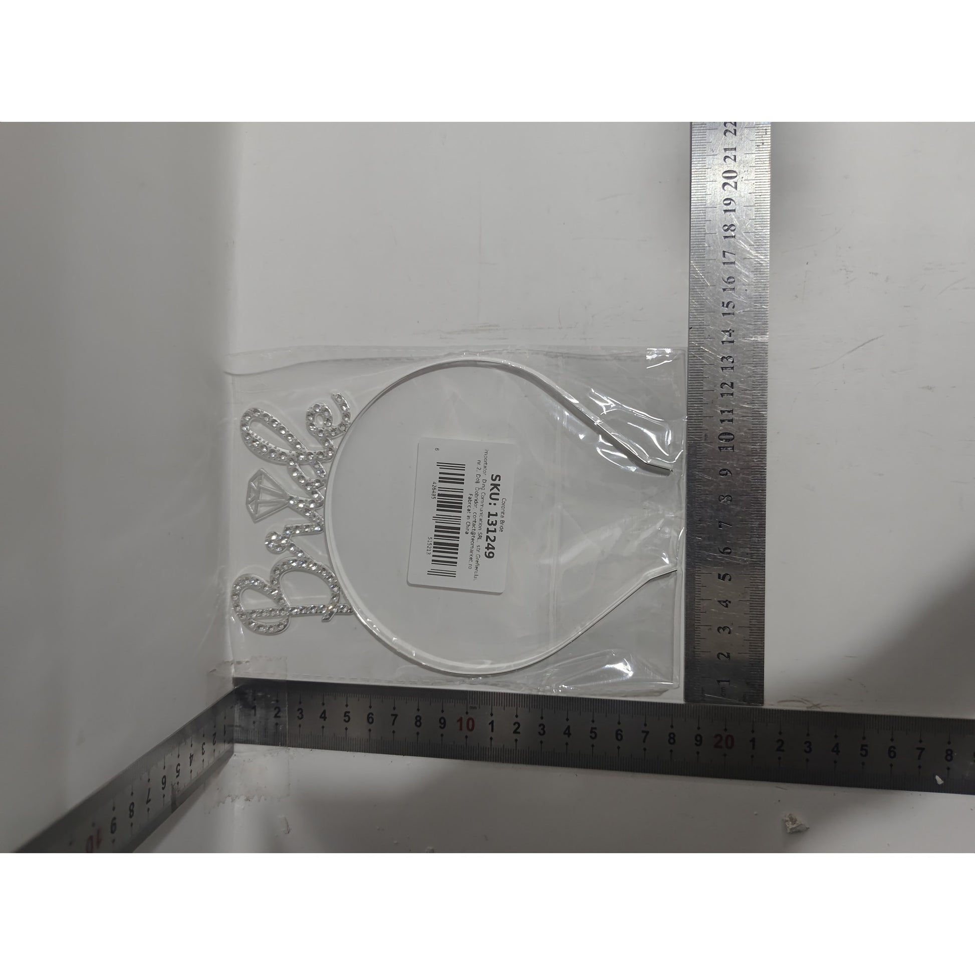 Coronita pentru Mireasa, Flippy, Bentita cu Scris Bride, cu Cristale, Marime Universala, Alba-1
