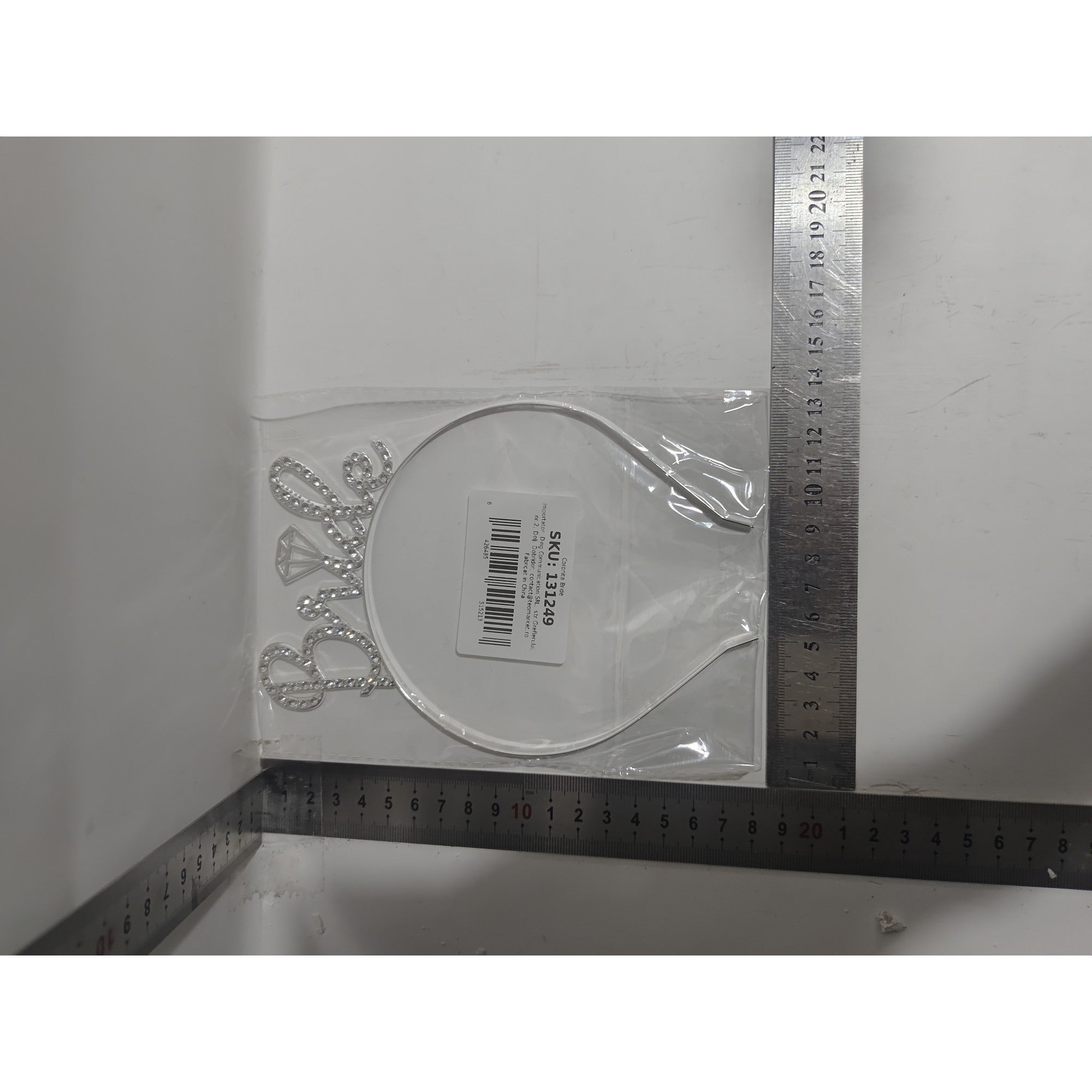Coronita pentru Mireasa, Flippy, Bentita cu Scris Bride, cu Cristale, Marime Universala, Alba-1