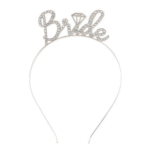 Coronita pentru Mireasa, Flippy, Bentita cu Scris Bride, cu Cristale, Marime Universala, Alba-0