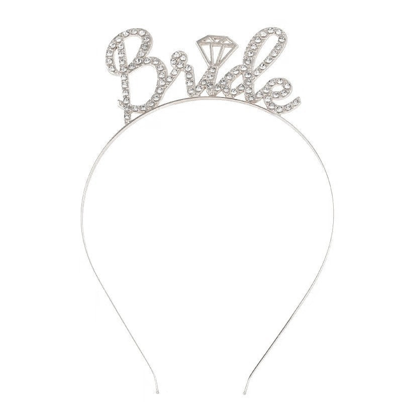 Coronita pentru Mireasa, Flippy, Bentita cu Scris Bride, cu Cristale, Marime Universala, Alba-0