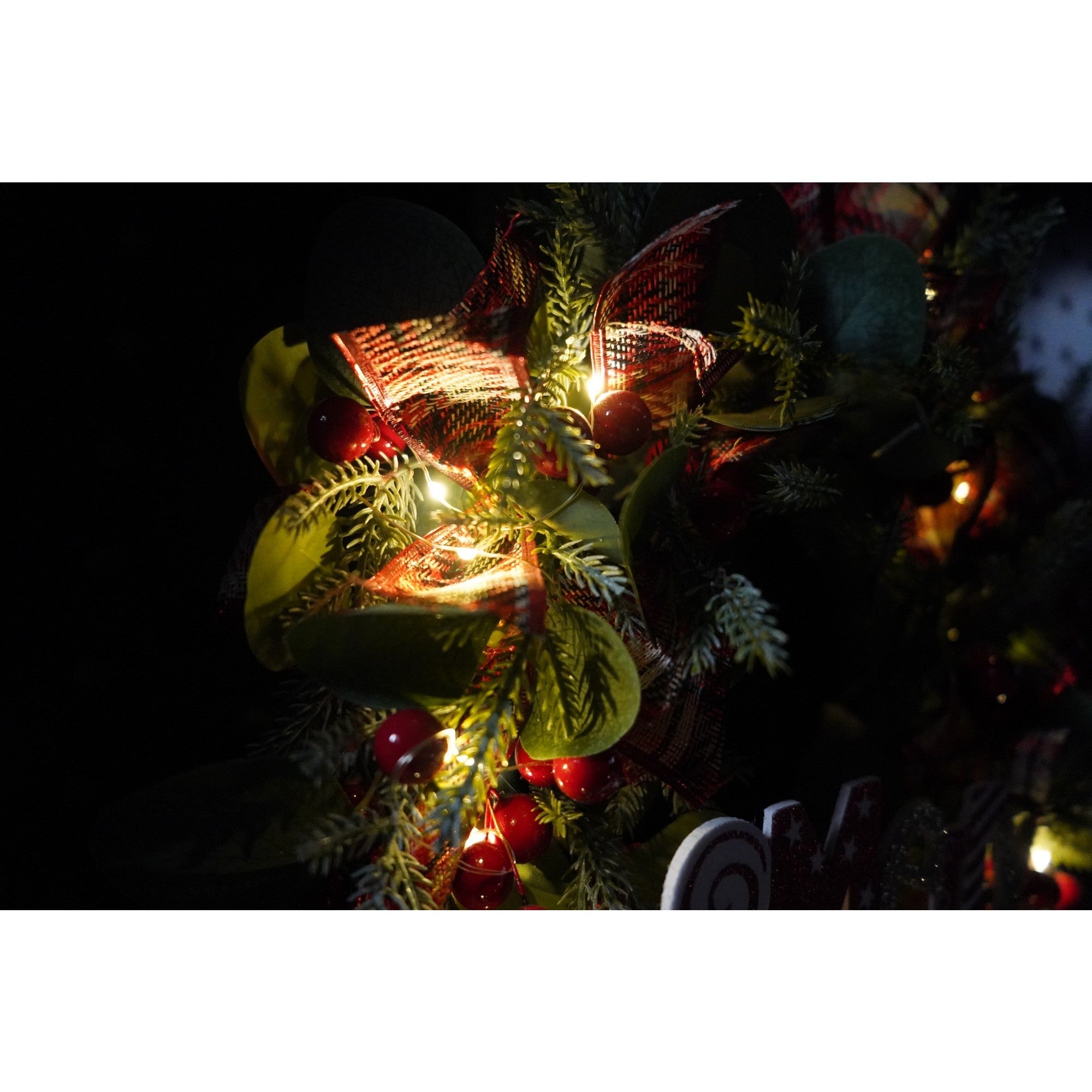 Coronita de Craciun pentru usa, Multicolor, 40 cm, PVC, Artificiala, Decorata, cu LED, Interior/Exterior, Flippy-2