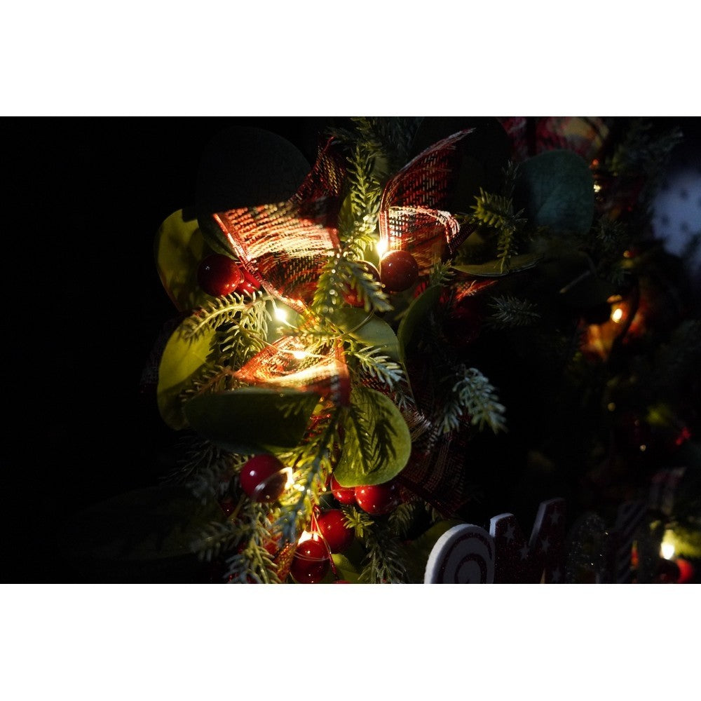 Coronita de Craciun pentru usa, Multicolor, 40 cm, PVC, Artificiala, Decorata, cu LED, Interior/Exterior, Flippy-7