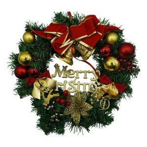 Coronita de Craciun pentru usa, Rosu/Auriu/Verde, 40 cm, PVC, Artificiala, Decorata, Interior/Exterior, Flippy-0