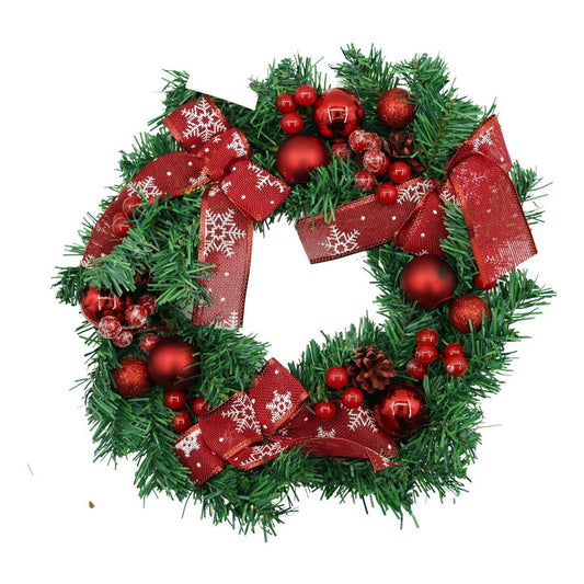 Coronita de Craciun pentru usa, Rosu/Verde, 35 cm, PVC, Artificiala, Decorata, Interior/Exterior, Flippy-0