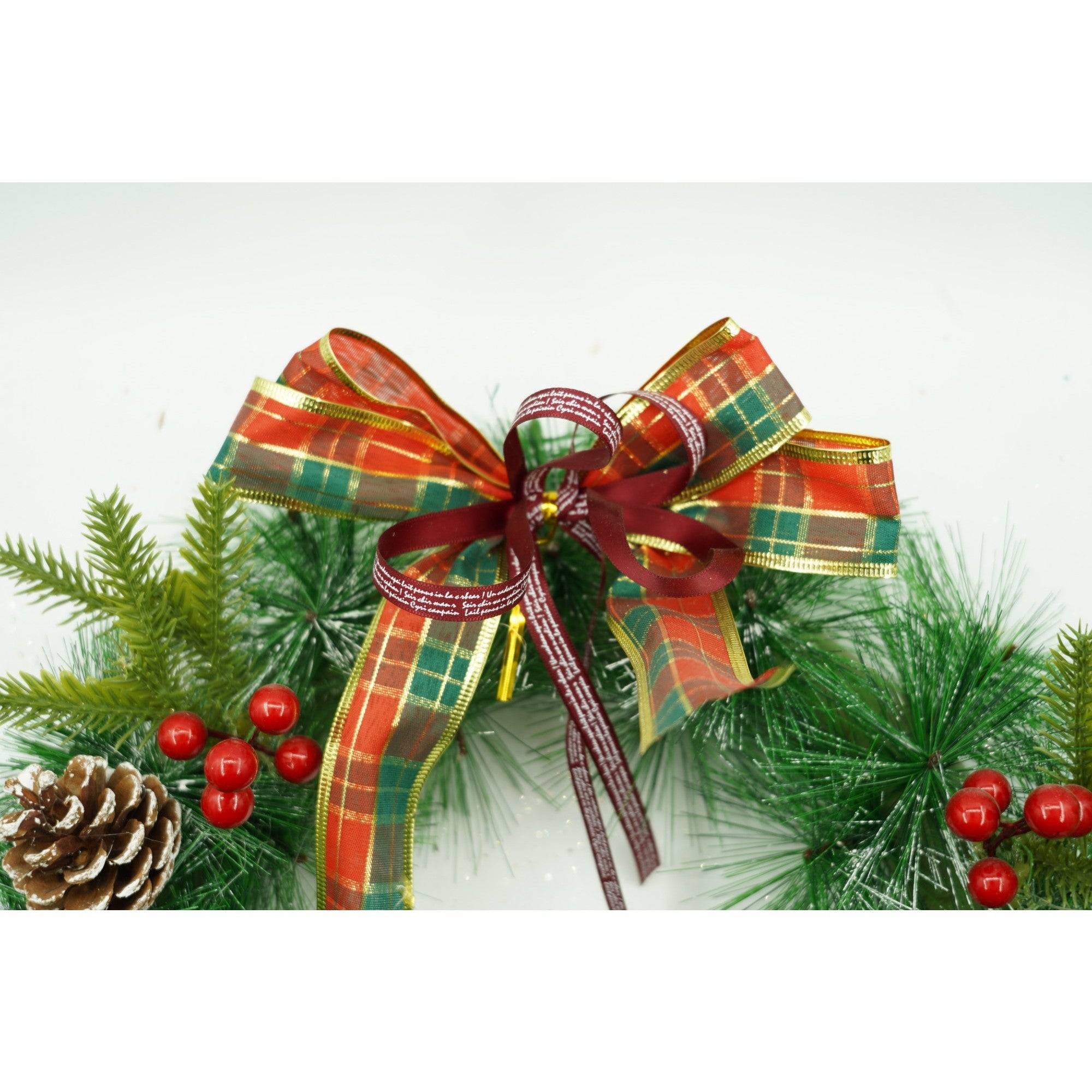 Coronita de Craciun pentru usa, Rosu/Verde, 40 cm, PVC, Artificiala, Decorata, Interior/Exterior, Flippy-1