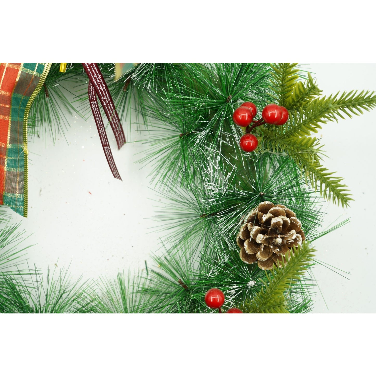 Coronita de Craciun pentru usa, Rosu/Verde, 40 cm, PVC, Artificiala, Decorata, Interior/Exterior, Flippy-3
