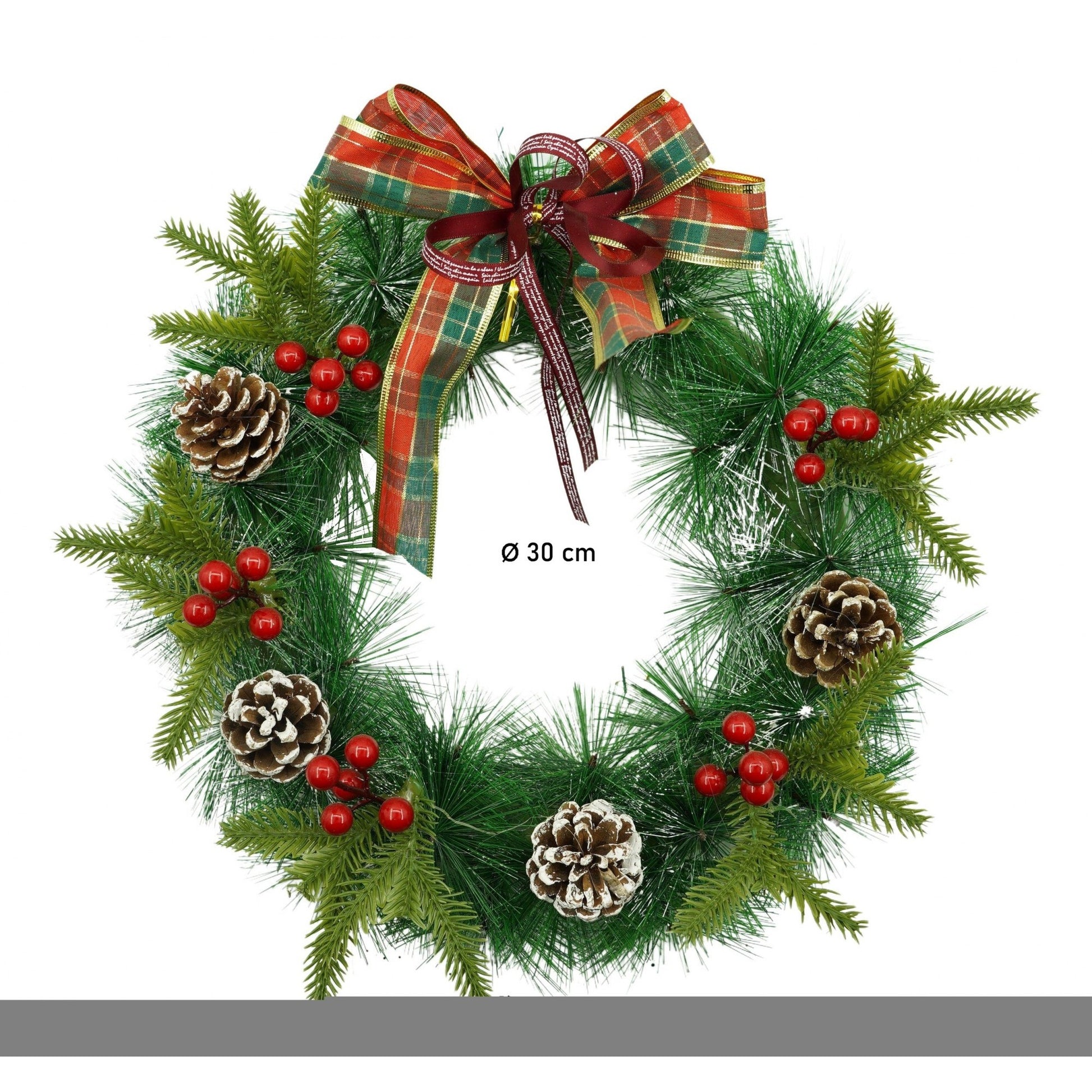 Coronita de Craciun pentru usa, Rosu/Verde, 40 cm, PVC, Artificiala, Decorata, Interior/Exterior, Flippy-5