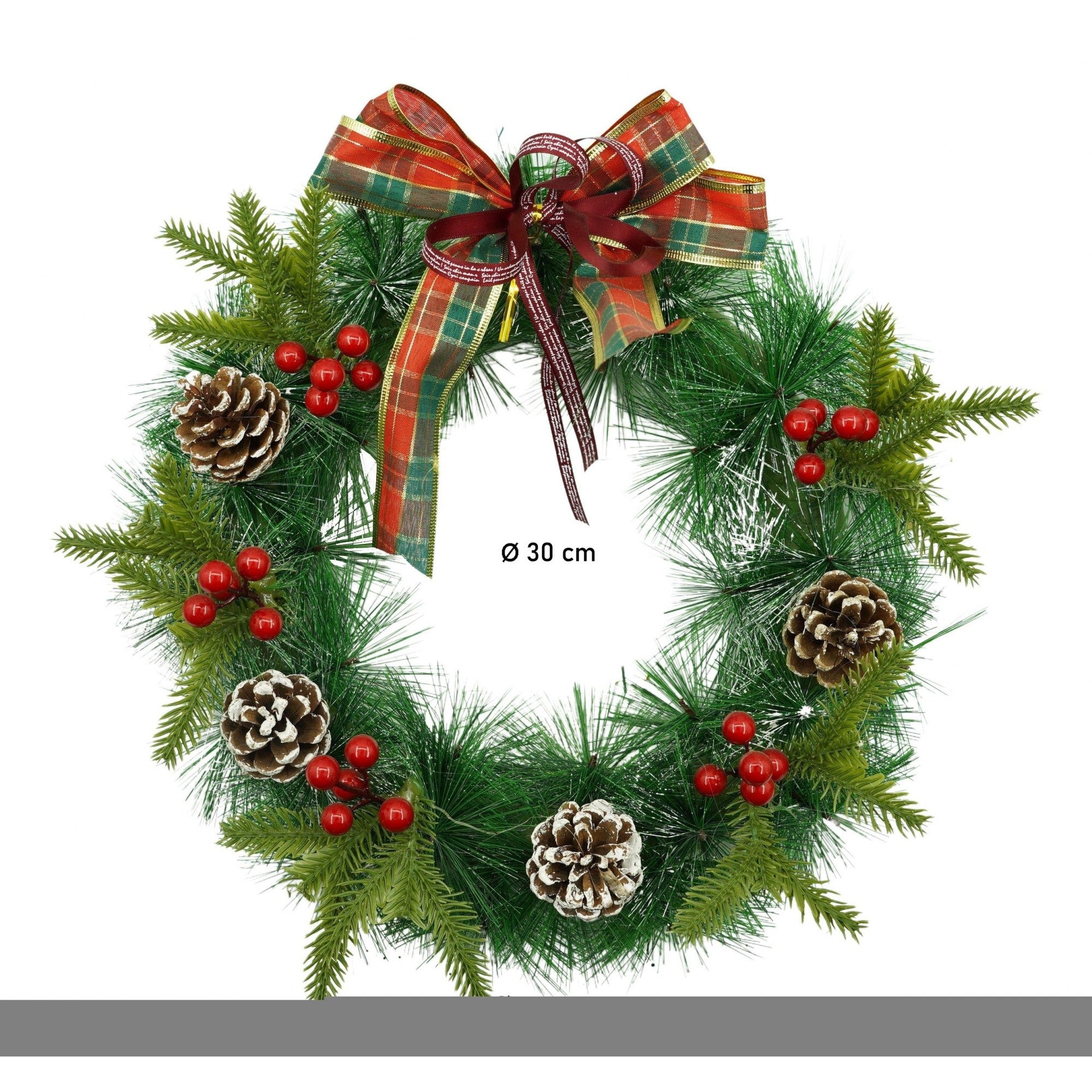 Coronita de Craciun pentru usa, Rosu/Verde, 40 cm, PVC, Artificiala, Decorata, Interior/Exterior, Flippy-5