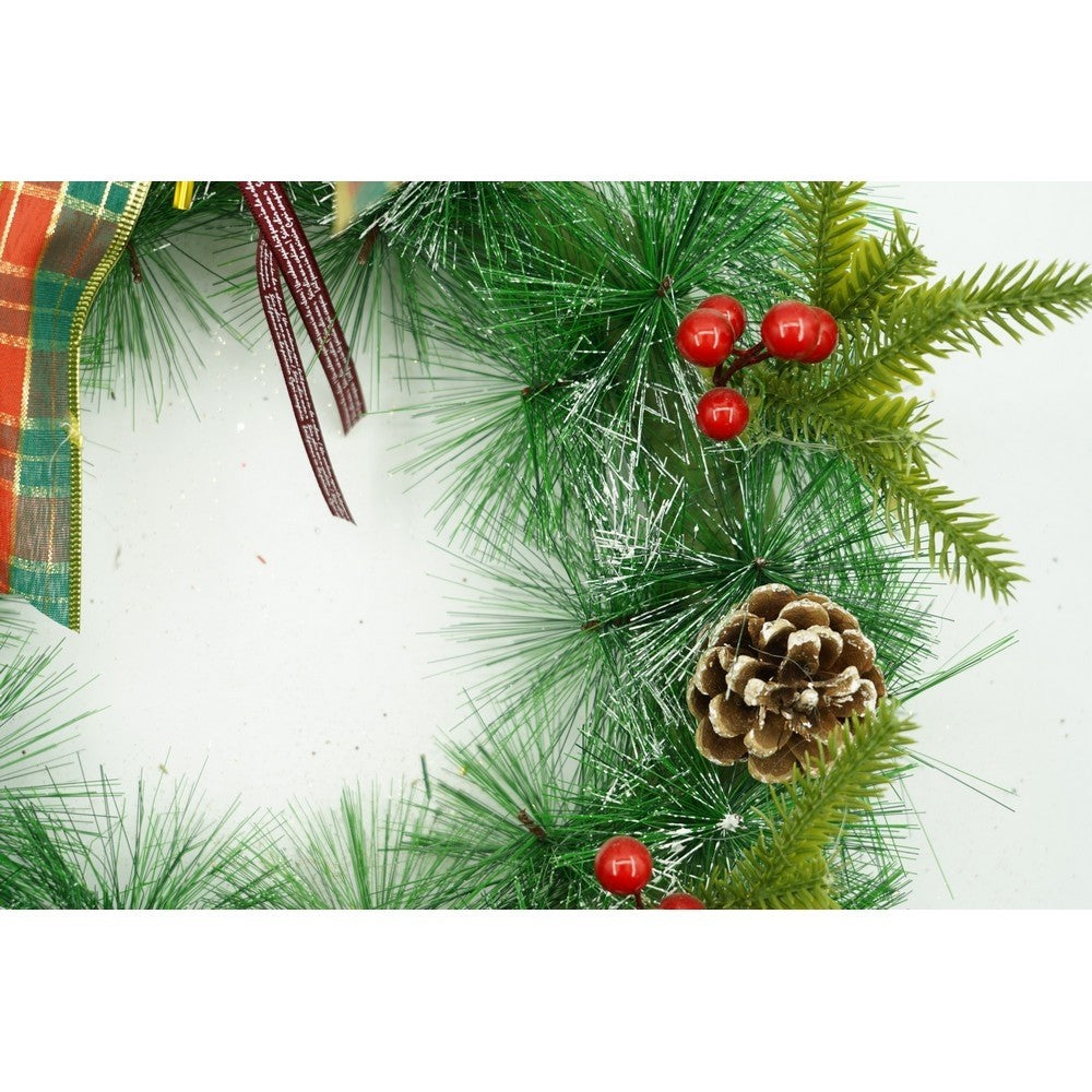 Coronita de Craciun pentru usa, Rosu/Verde, 40 cm, PVC, Artificiala, Decorata, Interior/Exterior, Flippy-8