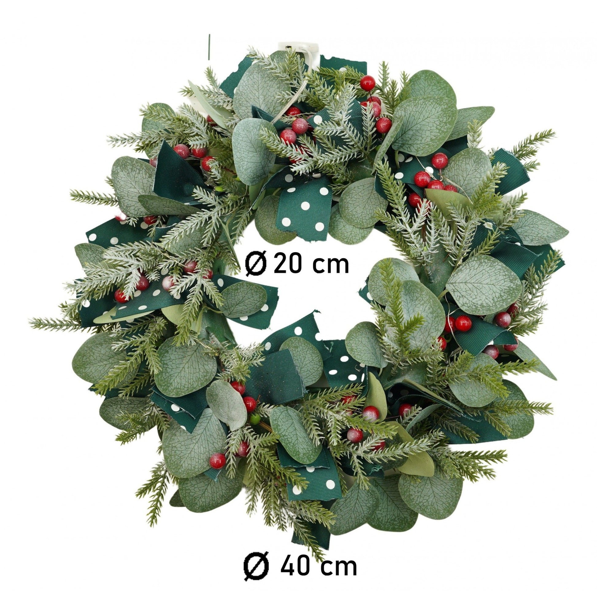 Coronita de Craciun pentru usa, Rosu-Verde, 40 cm, PVC, Artificiala, Decorata, Interior/Exterior, Flippy-5