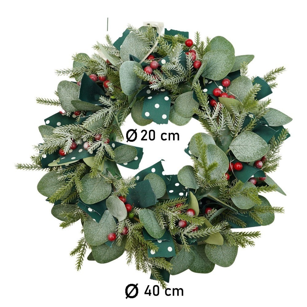 Coronita de Craciun pentru usa, Rosu-Verde, 40 cm, PVC, Artificiala, Decorata, Interior/Exterior, Flippy-10