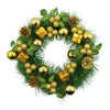 Coronita de Craciun pentru usa, Verde/Auriu, 35 cm, PVC, Artificiala, Decorata, Interior/Exterior, Flippy-0