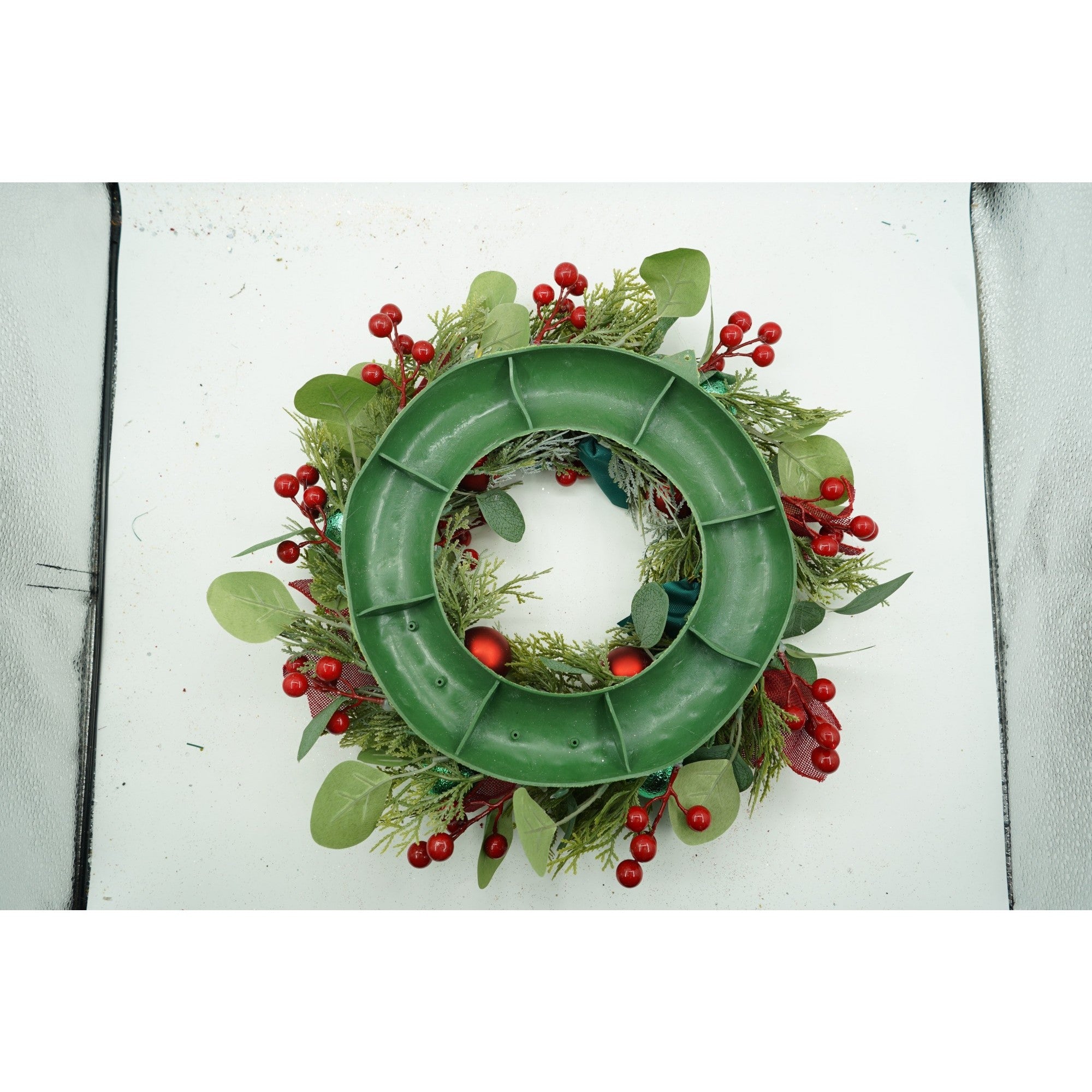 Coronita de Craciun pentru usa, Verde/Rosu, 40 cm, PVC, Artificiala, Decorata, Interior/Exterior, Flippy-4