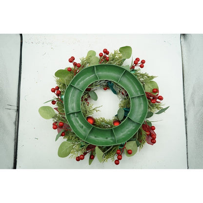 Coronita de Craciun pentru usa, Verde/Rosu, 40 cm, PVC, Artificiala, Decorata, Interior/Exterior, Flippy-9