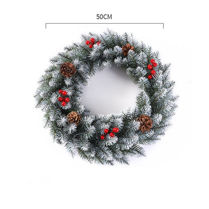 Coronita pentru Craciun Flippy, 50 cm, din brad artificial, decorata cu conuri si merisoare, Alb-3