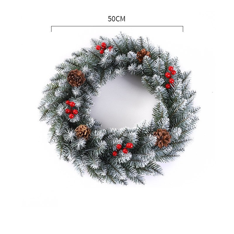 Coronita pentru Craciun Flippy, 50 cm, din brad artificial, decorata cu conuri si merisoare, Alb-3