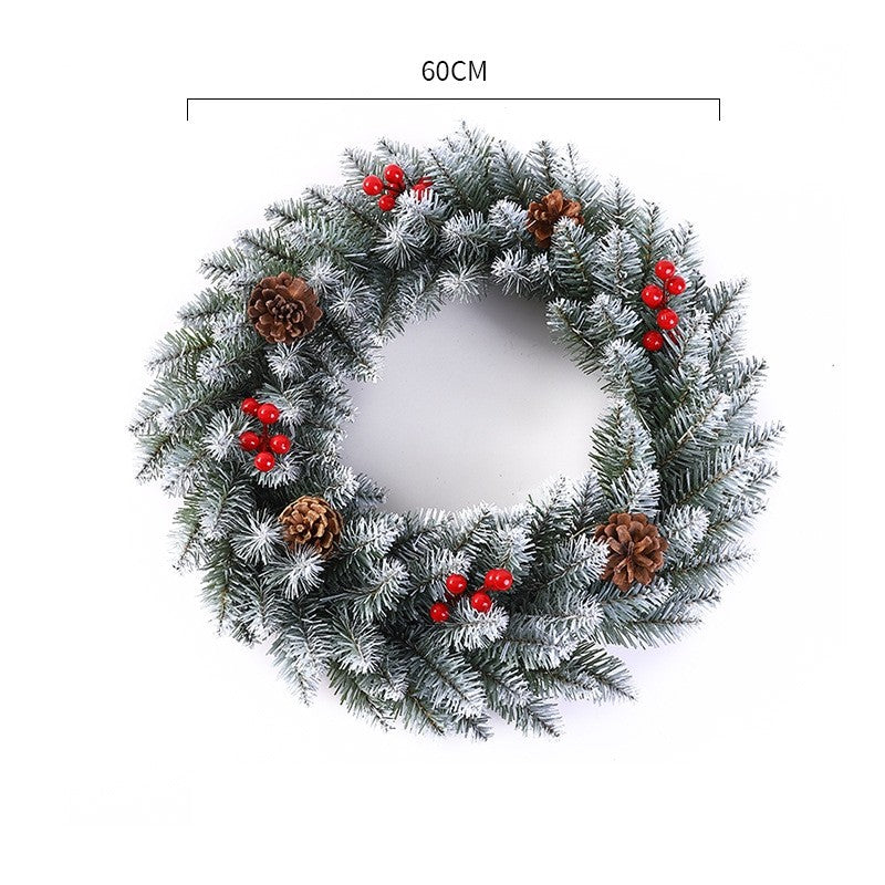 Coronita pentru Craciun Flippy, 60 cm, din brad artificial, decorata cu conuri si merisoare, Alb/Verde-1