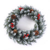Coronita pentru Craciun Flippy, 60 cm, din brad artificial, decorata cu conuri si merisoare, Alb/Verde-0