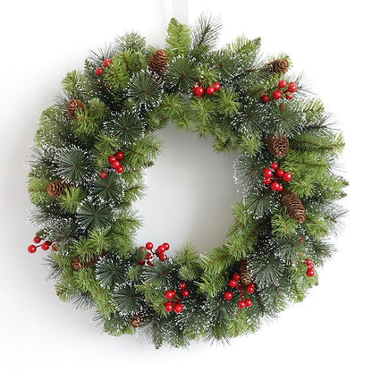 Coronita pentru Craciun Flippy, 60 cm, din brad artificial, decorata cu conuri si merisoare, Verde-2
