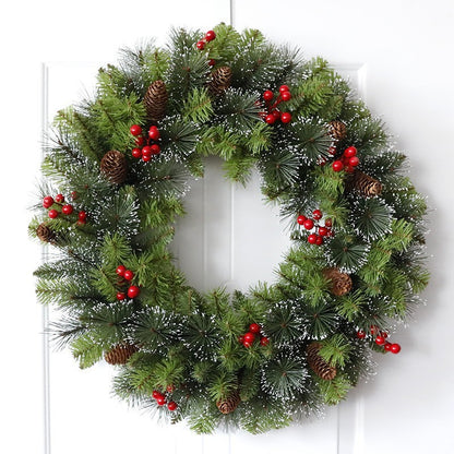Coronita pentru Craciun Flippy, 60 cm, din brad artificial, decorata cu conuri si merisoare, Verde-3
