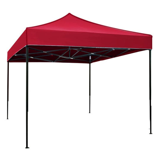 Cort Pavilion 3x3m Rosu Pliabil Cadru Metal pentru Curte, Gradina, Evenimente-0