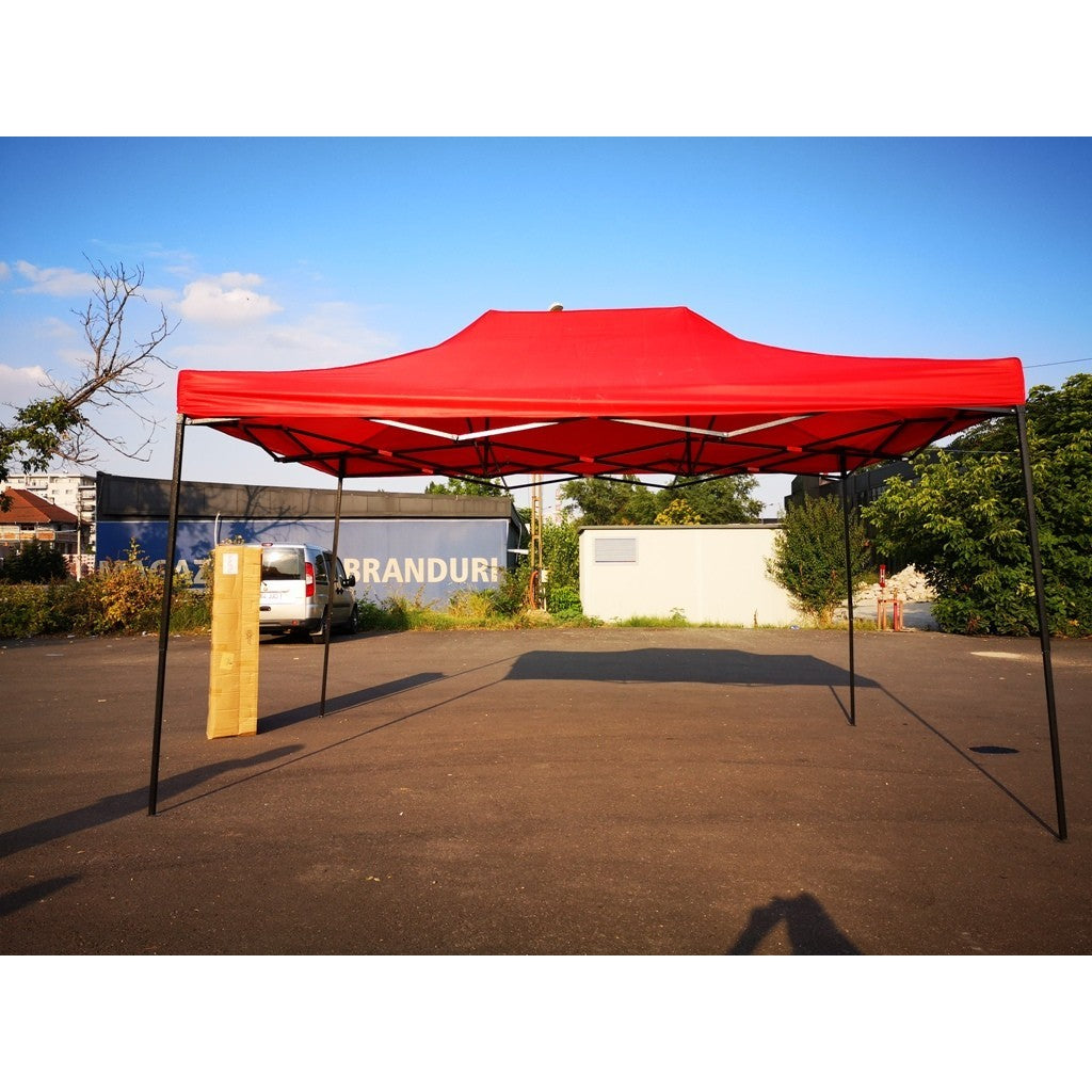 Cort Pavilion 3x4.5m Rosu Pliabil Cadru Metal pentru Curte, Gradina, Evenimente-4