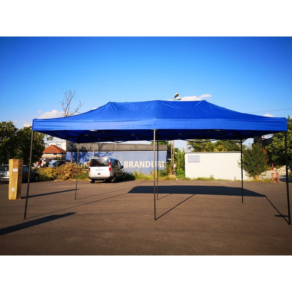 Cort Pavilion 3x6m Albastru Pliabil Cadru Metal pentru Curte, Gradina, Evenimente-1